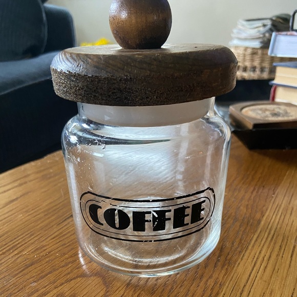 Kitchen Vintage Glass Coffee Bean Jar With Wood Lid Poshmark